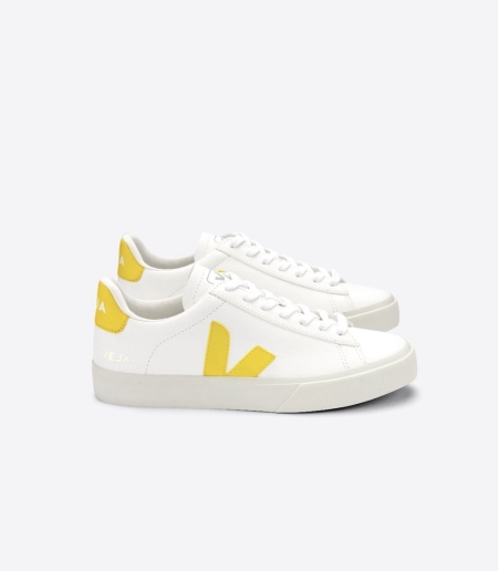 Men Veja Campo Chromefree Trainers White/Yellow ireland IE-0984VY